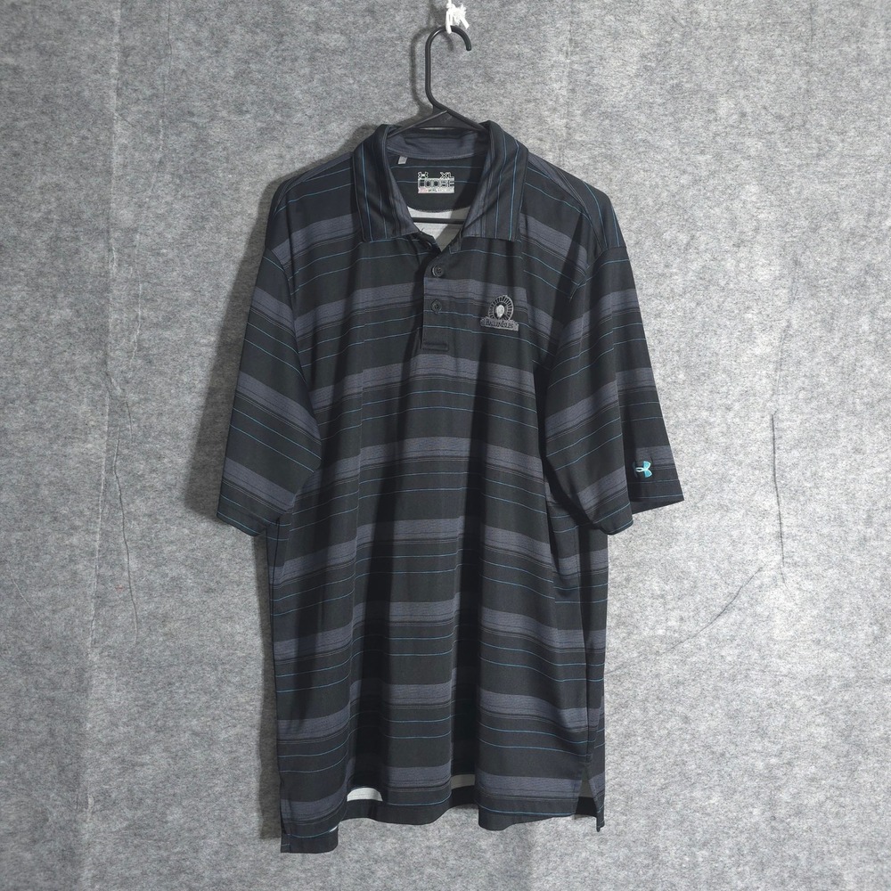 Under Armour BallenIsles Golf Polo Shirt Mens XL‎ Striped HeatGear Loose Fit